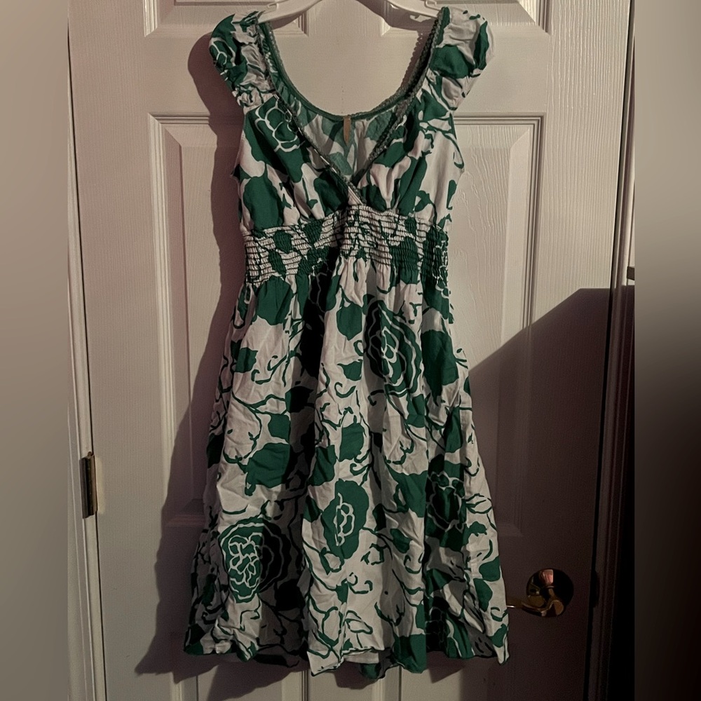 green and white dress